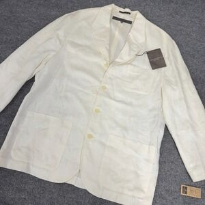 Le Collezioni Structure Irish Linen Blazer Men XL White Unstructured Sport Coat